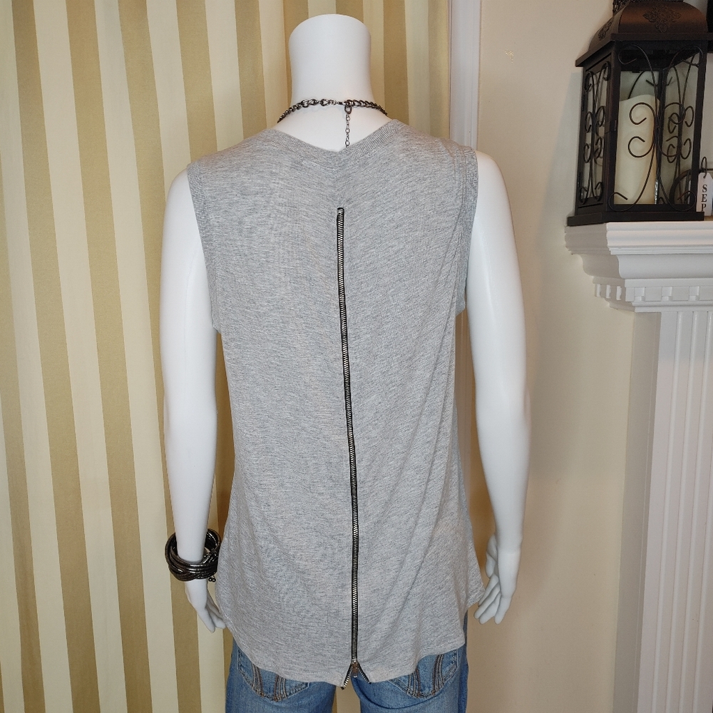 FEEL THE PIECE BY TERRE JACOBS TANK WITH ZIPPER DETAIL, GRAY M - Picture 5 of 8